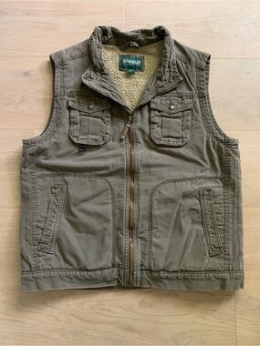 Outdoor Life Mens M 100% Cotton Canvas Utility Vest Brown Mountain Town Workwear
